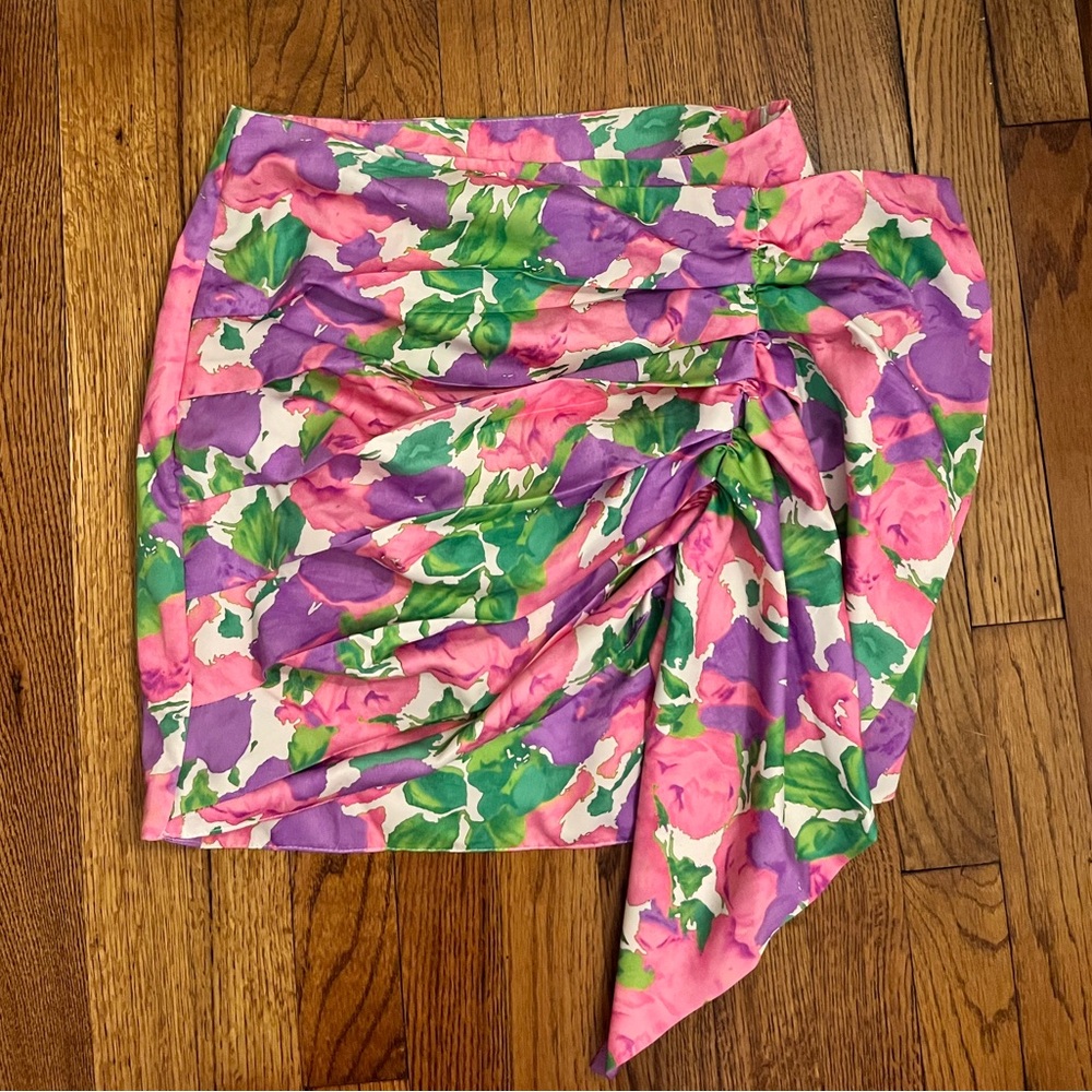 Asos, Floral Print Skirt in Pink, Purple, and Green. Size 6